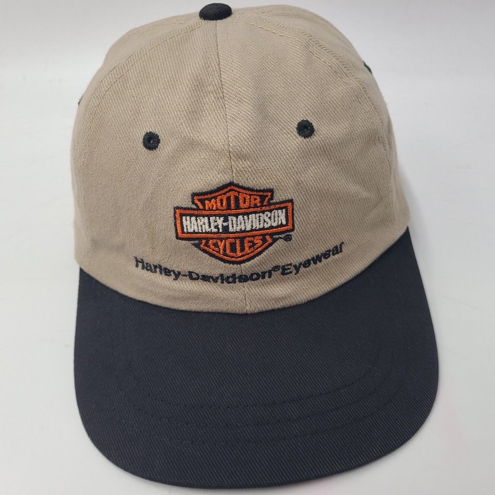Vintage Harley Davidson Hat Strapback (Fits Small) Beige Eyewear Motorcycle Bike